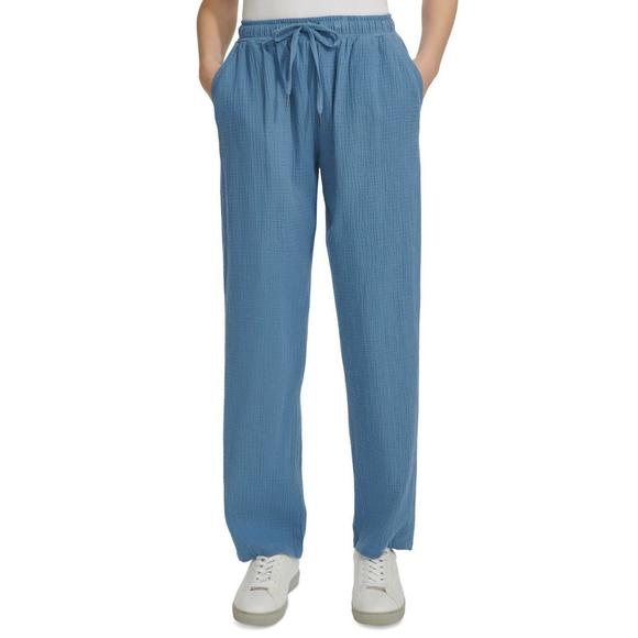Calvin Klein Jeans Pants - Calvin Klein Jeans Womens Crepe Gauze Straight Leg Pants Stormy Blue Size S NWT